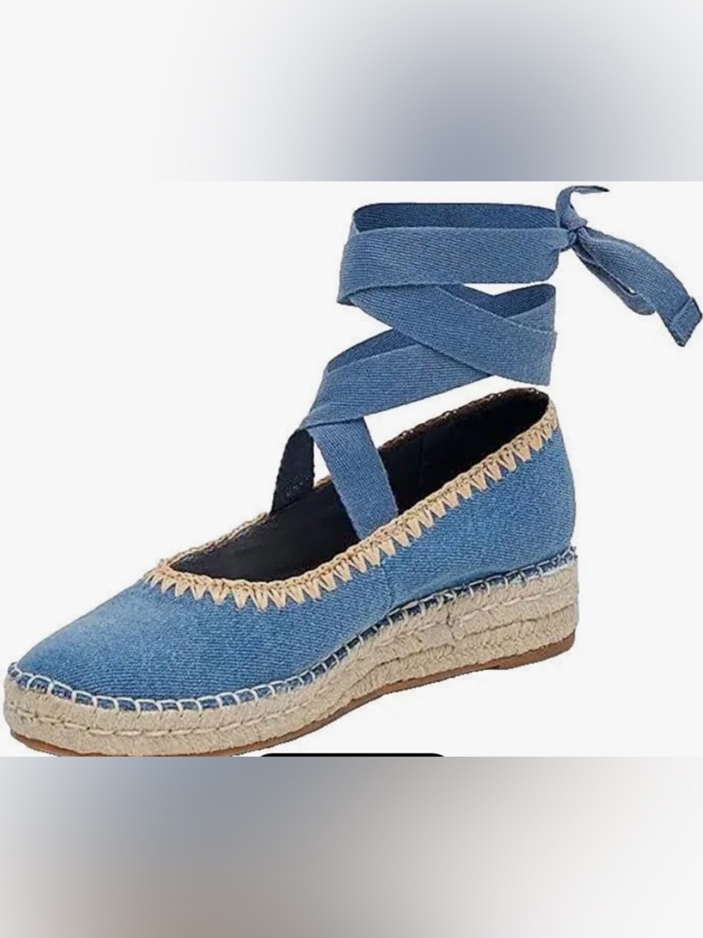 Dolce Vita Blue Denim Lace-Up Espadrille Wedge Flats